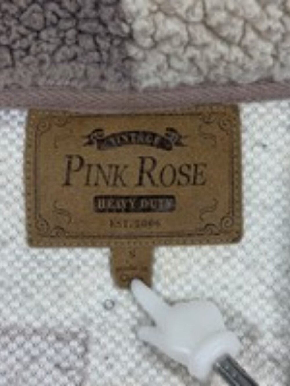 Pink Rose Women’s S Cream Taupe Plaid Sherpa Shacket - Picture 3 of 7